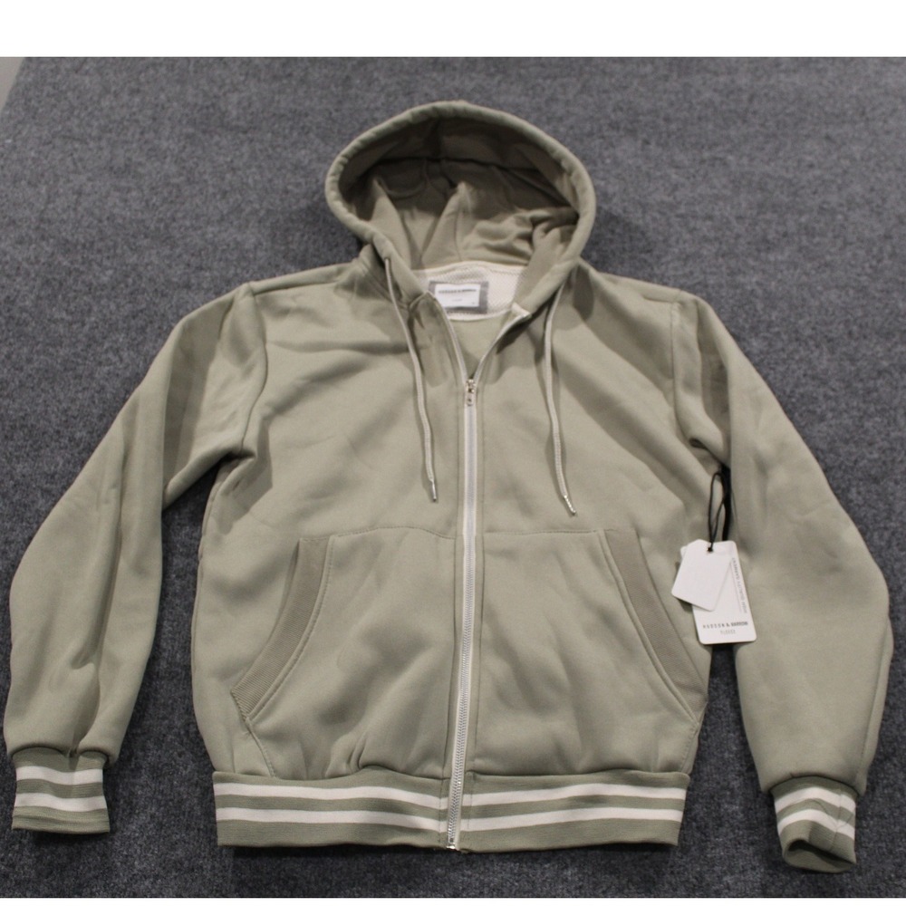 Hudson & Barrow Mens Small‎ Fleece Full Zip Hoodie Sweatshirt Sage Green